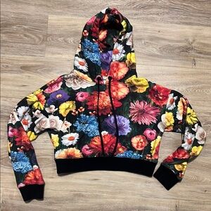 Alice + Olivia Floral Cropped Hoodie